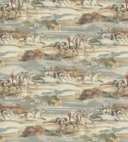 Morning Gallop Linen Fabric by Mulberry Home Blue/Sand