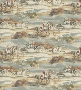 Morning Gallop Linen Fabric by Mulberry Home Blue/Sand