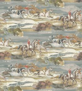 Morning Gallop Wallpaper by Mulberry Home Blue / Sand