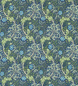 Morris Seaweed Fabric by Morris & Co Cobalt/Thyme