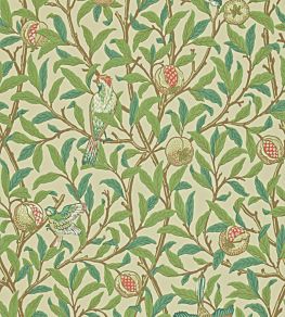 Bird & Pomegranate Wallpaper by Morris & Co Bayleaf/Cream
