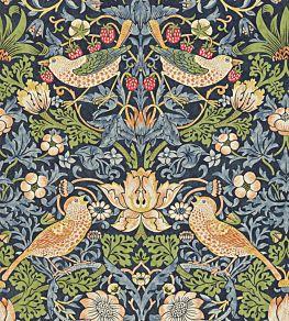 Strawberry Thief Wallpaper by Morris & Co Indigo/Mineral