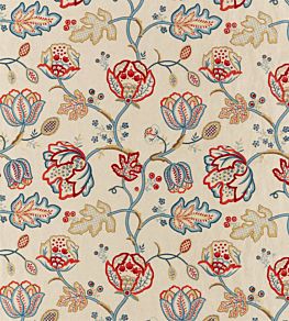 Theodosia Embroidery Fabric by Morris & Co Wine / Indigo