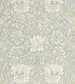 Pure Honeysuckle & Tulip Wallpaper by Morris & Co Grey Blue