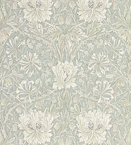 Pure Honeysuckle & Tulip Wallpaper by Morris & Co Grey Blue