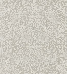 Pure Strawberry Thief Wallpaper by Morris & Co Silver/Stone