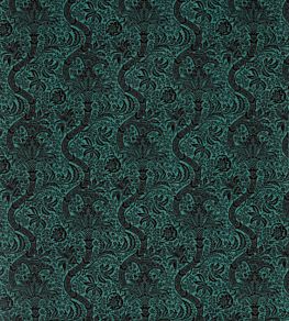 Indian Flock Velvet Fabric by Morris & Co Cerulean/Walnut