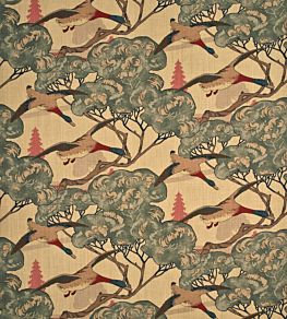 Flying Ducks Fabric by Mulberry Home Camel/Grey