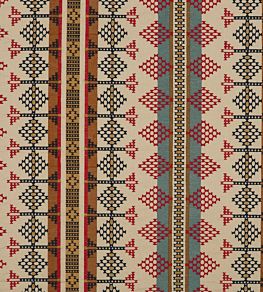 Saddle Blanket Fabric by Mulberry Home Indigo/Red