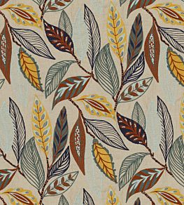 Forest Leaves Fabric by Mulberry Home Indigo/Teal