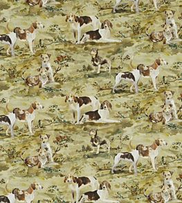 Mulberry Hounds Linen Fabric by Mulberry Home Multi