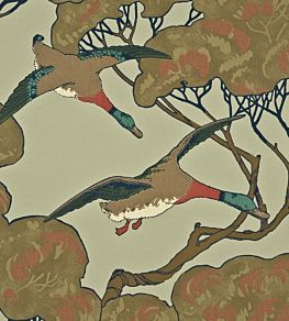 Flying Ducks Wallpaper by Mulberry Home Sky, Moss