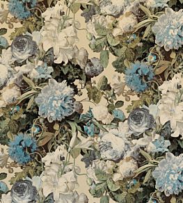 Floral Pompadour Velvet Fabric by Mulberry Home Sage