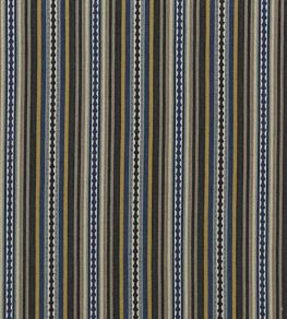 Dalton Stripe Fabric by Mulberry Home Indigo/Ochre