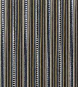 Dalton Stripe Fabric by Mulberry Home Indigo/Ochre