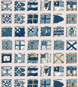 Naval Ensigns Wallpaper by Mulberry Home Blue