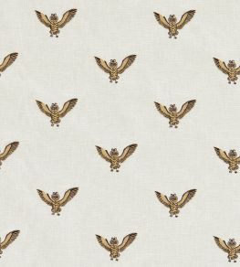 Owl of Athena Embroidery Fabric by Clarke & Clarke Gold