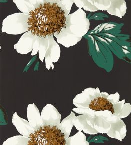 Paeonia Wallpaper by Harlequin Black Earth / Fig Leaf / Gold