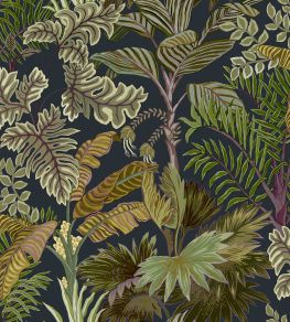 Palm Grove Wallpaper by Josephine Munsey Midnight and Green