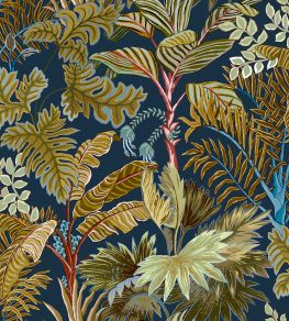 Palm Grove Wallpaper by Josephine Munsey Navy and Olive