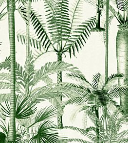 Palmera Cubana Fabric by MINDTHEGAP Green White