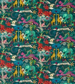Paradise Lost Velvet Fabric by Clarke & Clarke Teal