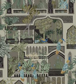 Peacock Arches Wallpaper by Josephine Munsey Mushroom Grey