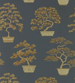 Penjing Wallpaper by Sanderson Ink Black / Gold