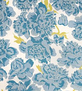 Peonies Fabric by Christopher Farr Cloth Aqua