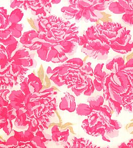 Peonies Fabric by Christopher Farr Cloth Hot Pink