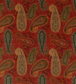 Peregrine Paisley Velvet Fabric by Mulberry Home Teal/Red