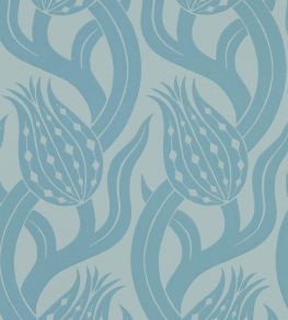 Persian Tulip Wallpaper by Zoffany Blue Stone