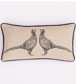 Pheasant Pillow 10 x 18" by Barneby Gates Charcoal On Natural