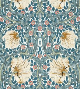 Pimpernel Wallpaper by Morris & Co Woad/Coral