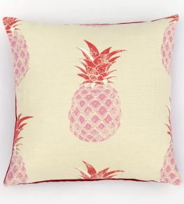 Pineapple Pillow 18 x 18" by Barneby Gates Pink/Red On Cream