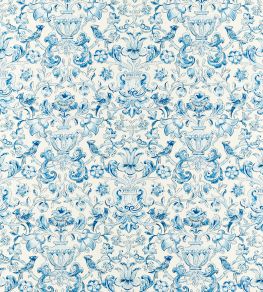 Pompadour Print Fabric by Zoffany Indigo