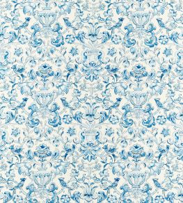 Pompadour Print Fabric by Zoffany Indigo