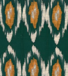 Pradesh Ikat Fabric by MINDTHEGAP Green Orange