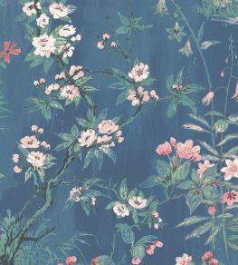 Rivington Fabric by Woodchip & Magnolia Marine Blue/Blush