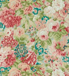 Rose And Peony Wallpaper by Sanderson Blue Clay/Carmen