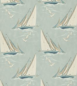 Round The Island Fabric by Mulberry Home Blue