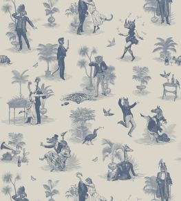 Safari Soiree Wallpaper by Divine Savages Heron Blue