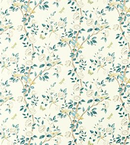 Andhara Fabric by Sanderson Teal/Cream