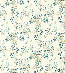 Andhara Fabric by Sanderson Teal/Cream