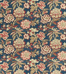 Indra Flower Fabric by Sanderson Indigo/Cherry