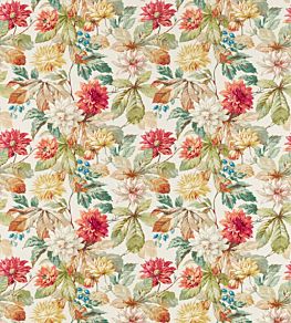 Dahlia And Rosehip Fabric by Sanderson Briarwood / Russet