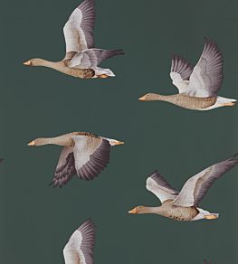 Elysian Geese Wallpaper by Sanderson Amsterdam Green