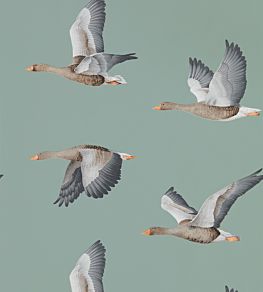 Elysian Geese Wallpaper by Sanderson Blue Clay