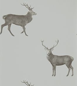 Evesham Deer Wallpaper by Sanderson Silver Grey