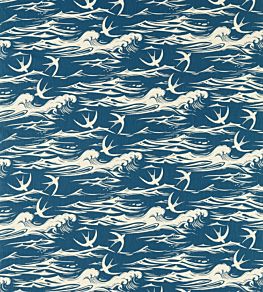 Swallows At Sea Fabric by Sanderson Navy